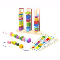 Дървена игра за нанизване с цветове и форми Tooky Toy