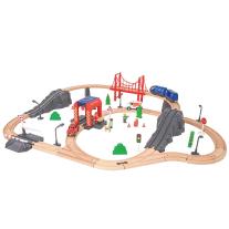 Дървено влакче с релси и спасителни коли Tooky Toy
