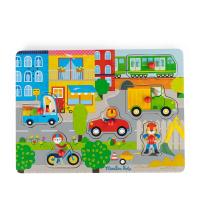 Дървен музикален пъзел Moulin Roty, Les Popipop, Град