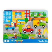 Дървен музикален пъзел Moulin Roty, Les Popipop, Град