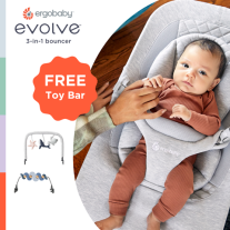 Шезлонг 3-в-1 Evolve Ergobaby Charcoal Gray + Подарък Дъга с играчки
