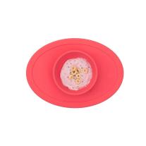 Обучителна силиконова купа с вградена вакуумна подлжка Ezpz 4 + месеца Tiny Bowl Pink