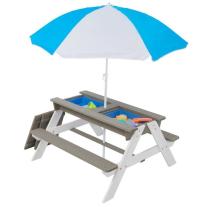 Детска дървена градинска маса с чадър и подвижен плот Ginger Home