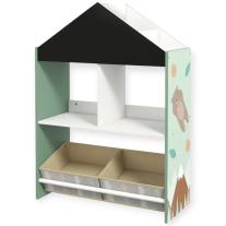 Детска дървена етажерка за играчки и книжки с черна дъска за писане Ginger Home Forest