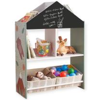 Детска дървена етажерка за играчки и книжки с черна дъска за писане Ginger Home Forest