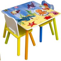 Комплект детска дървена маса със столчета Ginger Home Морски животни