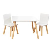 Детска дървена маса за хранене и игра със столчета Ginger Home White