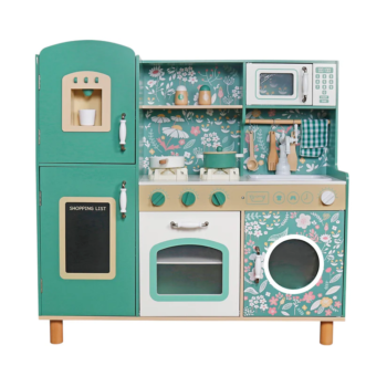 Детска Дървена Кухня GINGER HOME Винтидж Стил с Електронни Котлони, Светлини, Звуци и Функционални Аксесоари