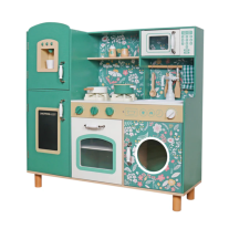 Детска Дървена Кухня GINGER HOME Винтидж Стил с Електронни Котлони, Светлини, Звуци и Функционални Аксесоари