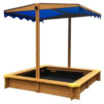 Детски пясъчник GINGER HOME с регулируемeм водоустойчив сенник-покривало anti-UV 30 дървен