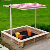 Дървен детски пясъчник_с регулируем покрив с UV защита Ginger Home