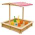 Дървен детски пясъчник_с регулируем покрив с UV защита Ginger Home