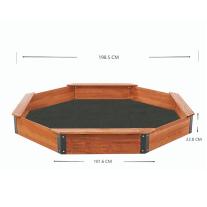 Голям Детски Пясъчник GINGER HOME Дървен OCTAGON с Водоустойчиво Покривало 