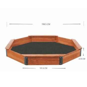 Голям Детски Пясъчник GINGER HOME Дървен OCTAGON с Водоустойчиво Покривало 