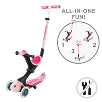 Тротинетка с родителски контрол 5 в 1 GO UP Deluxe Lights Пастелно Розова 