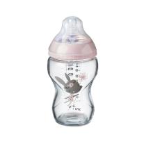 Стъклено шише за хранене Tommee Tippee EASI-VENT 0м+, 250 мл, розово 