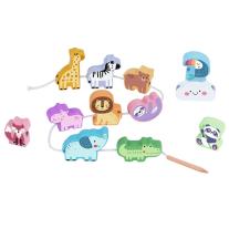 Комплект дървени фигурки за нанизване Tooky Toy, Диви животни