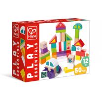 Комплект дървени кубчета за игра Hape, Космически чудовища