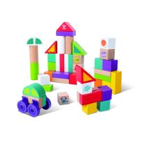 Комплект дървени кубчета за игра Hape, Космически чудовища