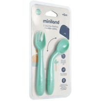 Комплект гъвкава лъжица и вилица Miniland - Mint