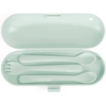 Комплект лъжички и виличка в кутия Miniland - Mint