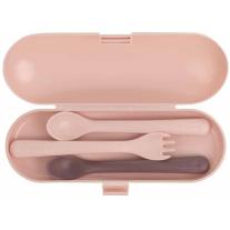 Комплект лъжички и виличка в кутия Miniland Terra, Blush