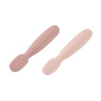 Комплект от 2бр. силиконови лъжици за бебешко захранване Beaba, Cotton candy/Sorbet