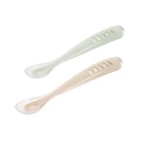 Комплект от 2бр. силиконови лъжици за бебешко хранене в кутия Beaba, Grey/Sage