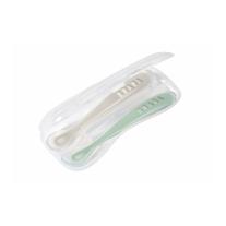 Комплект от 2бр. силиконови лъжици за бебешко хранене в кутия Beaba, Grey/Sage