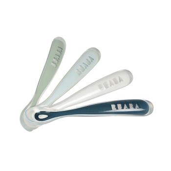 Комплект от 4 бр. силиконови бебешки лъжици Beaba, Storm