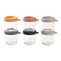 Комплект от 6 бр. стъклени контейнер за съхранение на бебешка и детска храна Beaba, 250 мл
