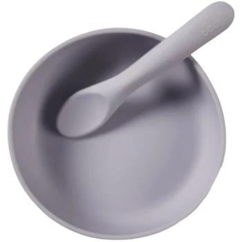 Комплект силиконова купа с вакуум и лъжичка Vital Baby - Виолетов