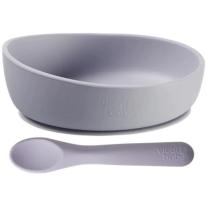 Комплект силиконова купа с вакуум и лъжичка Vital Baby - Виолетов