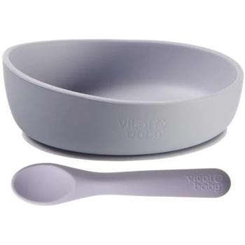 Комплект силиконова купа с вакуум и лъжичка Vital Baby - Виолетов