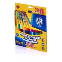 Двустранни триъгълни цветни моливи с острилка 24 бр. 48 цвята Astra 