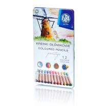 Цветни моливи от кедрово дърво в метална кутия 12 цвята Престиж Astra
