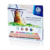 Цветни моливи от кедрово дърво в метална кутия 24 цвята Престиж Astra 