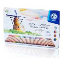 Цветни моливи от кедрово дърво в метална кутия 36 цвята Престиж Astra