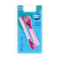 Пластмасови термосензорни лъжички Canpol babies, 4м+, 2 бр., розови