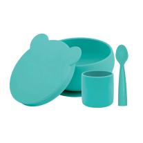 MinikOiOi BLW Set I бебешки силиконов комплект за хранене - Aqua Green