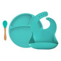 MinikOiOi BLW Set II бебешки силиконов комплект за хранене - Aqua Green