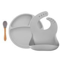 MinikOiOi BLW Set II бебешки силиконов комплект за хранене - Powder Grey