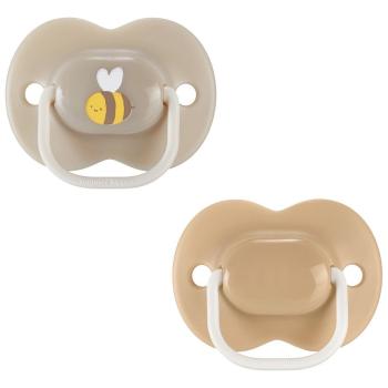 Ортодонтични залъгалки Tommee Tippee ANY TIME 18-36м, кафяво и бежово с декор Пчела, в кутия за стерилизиране