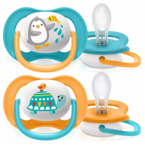 Oртодонтични залъгалки Philips AVENT Ultra Air Animals 6-18м с декорация Пингвин и Костенурка