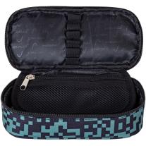 Овален ученически несесер Astra Head - Зелени блокчета, 1 цип