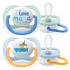 Ортодонтични залъгалки Philips Avent Ultra Air Happy 0-6м с дизайн Надпис и Лодка в кутия за стерилизиране