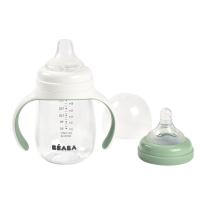Преходна неразливаща се чаша с биберон 2в1 Beaba, 210 мл, Sage Green