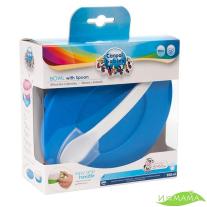 Купа за хранене с капаче и лъжица, Canpol babies, Little Cow, 9м+, синя