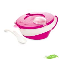 Купа за хранене с капаче и лъжица, Canpol babies, Little Cow, 9м+, розова