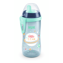 NUK Kiddy Cup 300мл, с твърд накрайник, 12+м. Glow in the Dark Синя